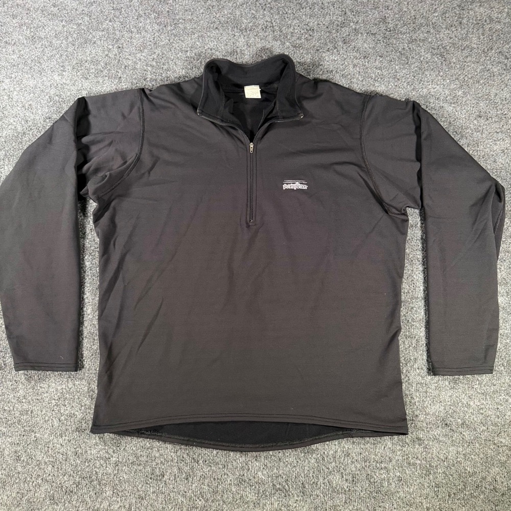 Patagonia Cycling Jersey 1/4 Zip Pullover Bike Shirt XL Black Made in USA VTG